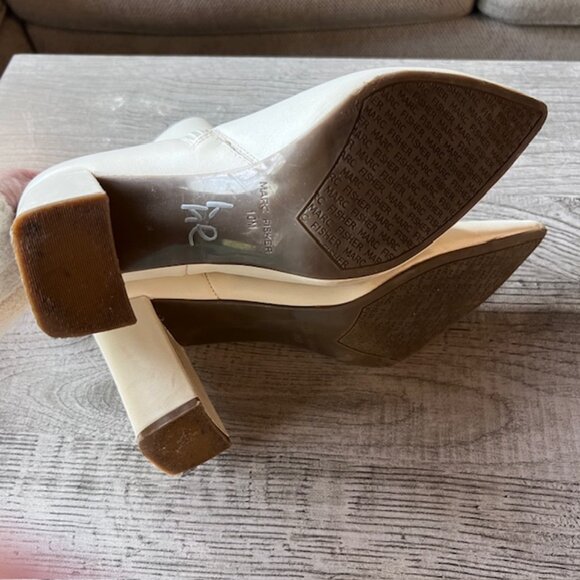 Marc Fisher Womens Glorify Leather Pointed Toe Zipper Boots Ivory Size 10 - Picture 6 of 12